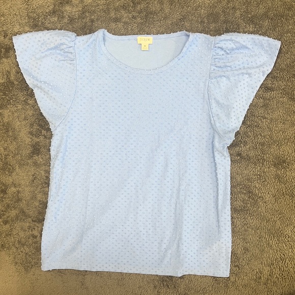 J Crew blue flutter sleeve top - Picture 2 of 12